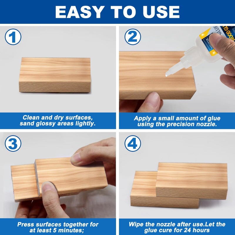 Meuvcol Extra Strong Wood Glue - 100g Fast Drying Super Glue for Heavy Duty Furniture & Garden, Clear, DIY & Crafts - Image 4